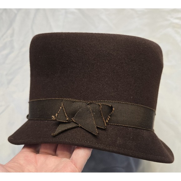Vtg Stetson Fifth Avenue Womens‎ Cloche Hat 22.5 Brown Wool Felt Ribbon Luxury main image 5